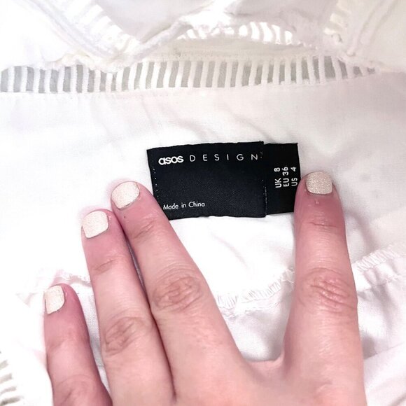 ASOS Broderie White Button Through Eyelet Midi Dress Size 4 - Picture 8 of 8